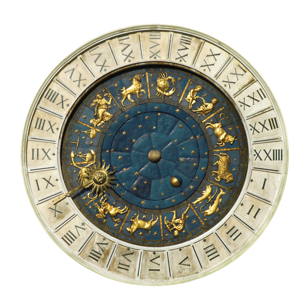 Blue astrological clock from St. Mark's Square in Venice, Italy